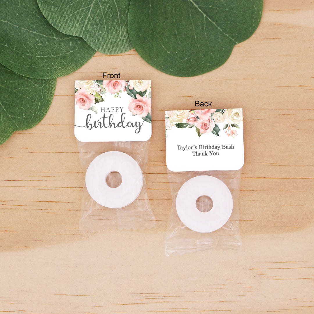Pink Floral Watercolor, Birthday Party, Mint Life Savers
