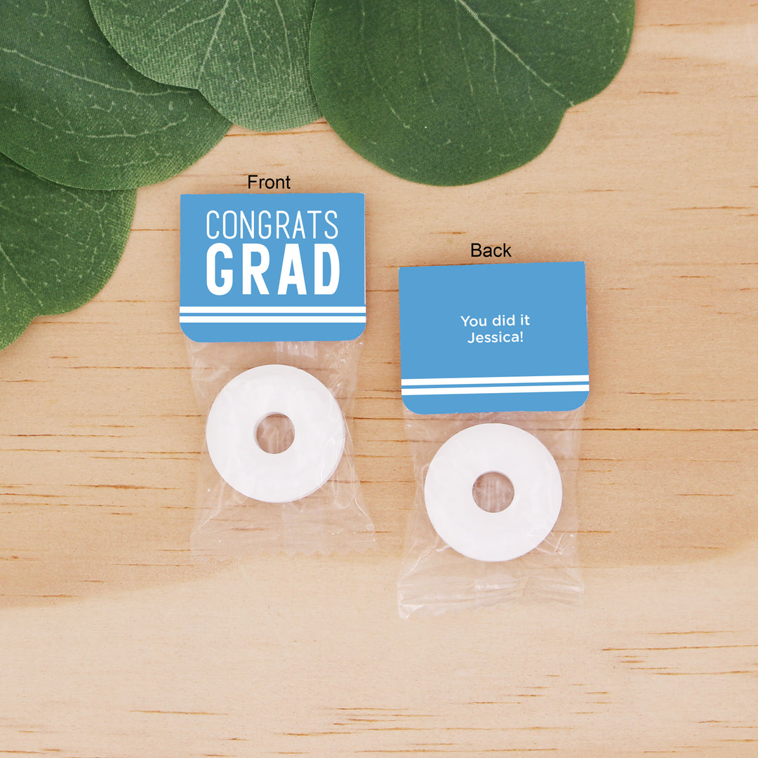 mint grad cards Graduation Life Saver Mint Favors, School Color with Stripe
