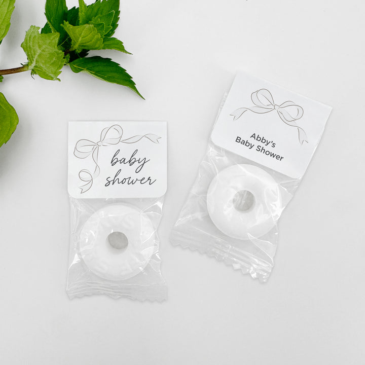 Baby Shower Favor Mints, Life Saver Mint, Hand Drawn Ribbon Bow