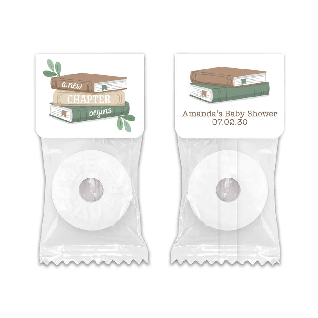 A New Chapter Begins Baby Shower Favors, Book Themed Baby Shower, Life Saver Mint Favors