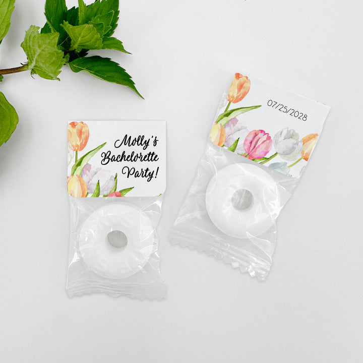 Mint to Be Wedding Favors, Wedding Favor Mints, Watercolor Tulips