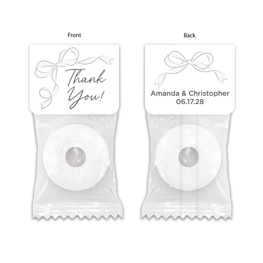 Wedding Favor Mints, Hand Drawn Ribbon, Tying the Knot