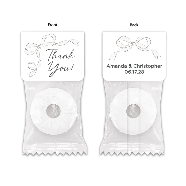 Wedding Favor Mints, Hand Drawn Ribbon, Tying the Knot