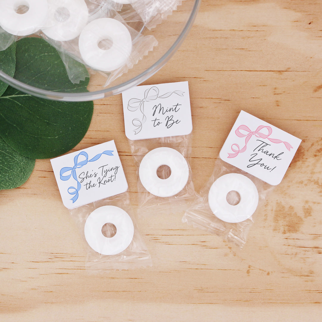 Wedding Favor Mints, Hand Drawn Ribbon, Tying the Knot
