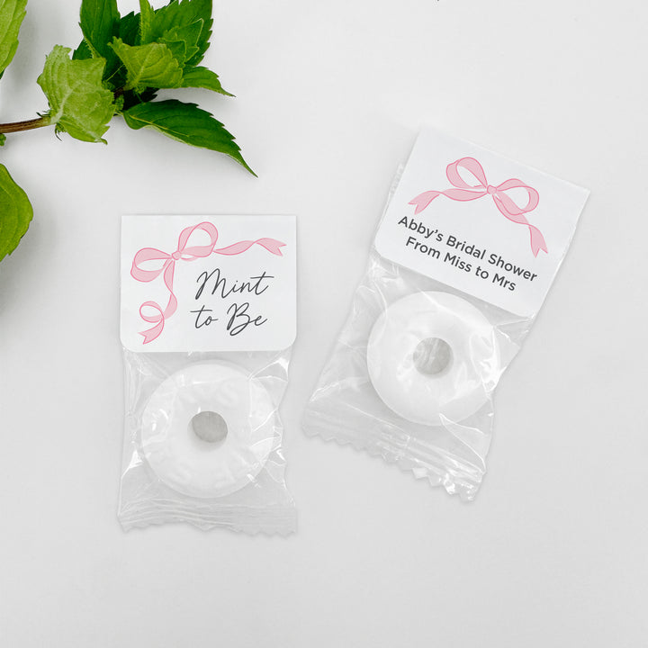 Wedding Favor Mints, Hand Drawn Ribbon, Tying the Knot
