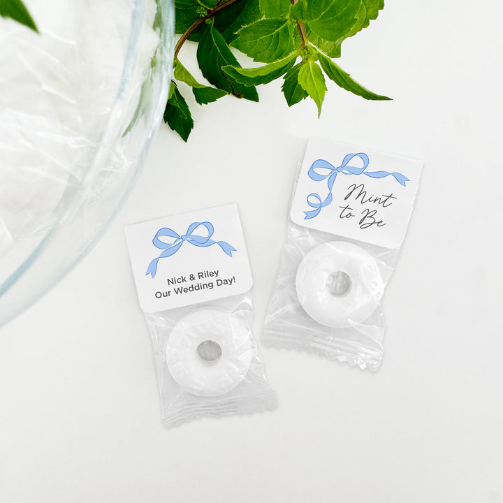 Wedding Favor Mints, Hand Drawn Ribbon, Tying the Knot