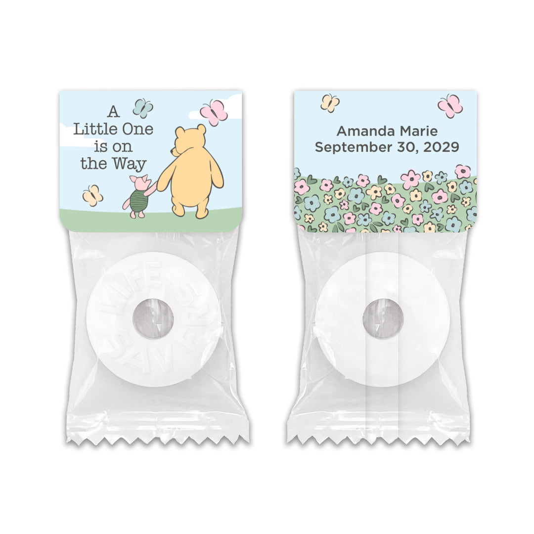A Little One is on the Way, Pooh & Piglet Blue Skies, Baby Shower, Life Saver Mints