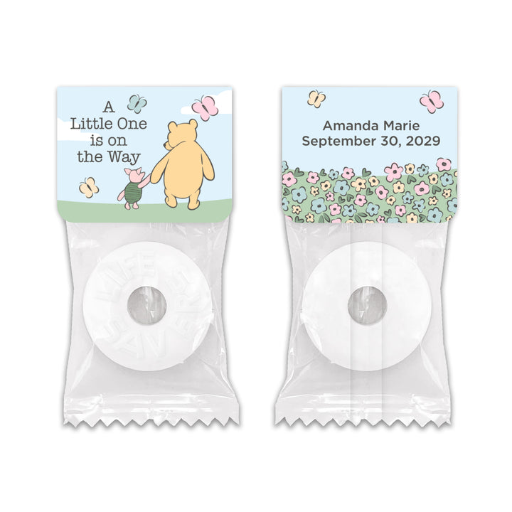A Little One is on the Way, Pooh & Piglet Blue Skies, Baby Shower, Life Saver Mints