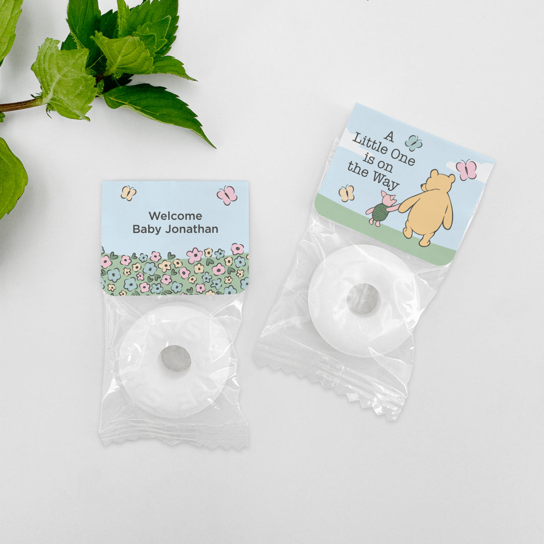 A Little One is on the Way, Pooh & Piglet Blue Skies, Baby Shower, Life Saver Mints