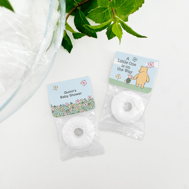 A Little One is on the Way, Pooh & Piglet Blue Skies, Baby Shower, Life Saver Mints