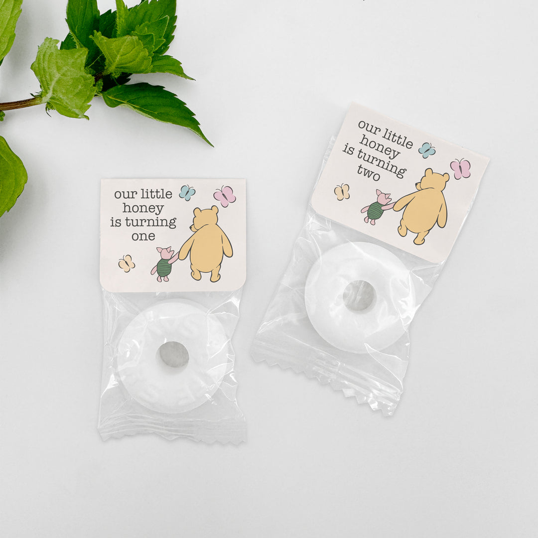 Our Little Honey is Turning One, Winnie the Pooh & Piglet Birthday, Life Saver Mint Favors