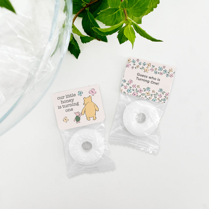 Our Little Honey is Turning One, Winnie the Pooh & Piglet Birthday, Life Saver Mint Favors