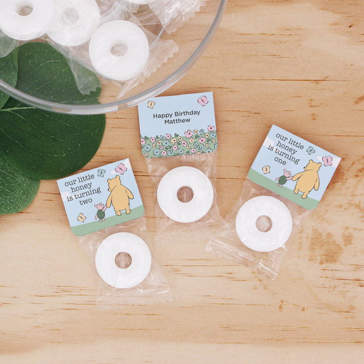 Our Little Honey is Turning One, Winnie the Pooh & Piglet Blue Skies Birthday, Life Saver Mint Favors