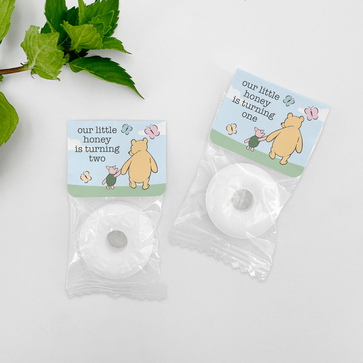 Our Little Honey is Turning One, Winnie the Pooh & Piglet Blue Skies Birthday, Life Saver Mint Favors
