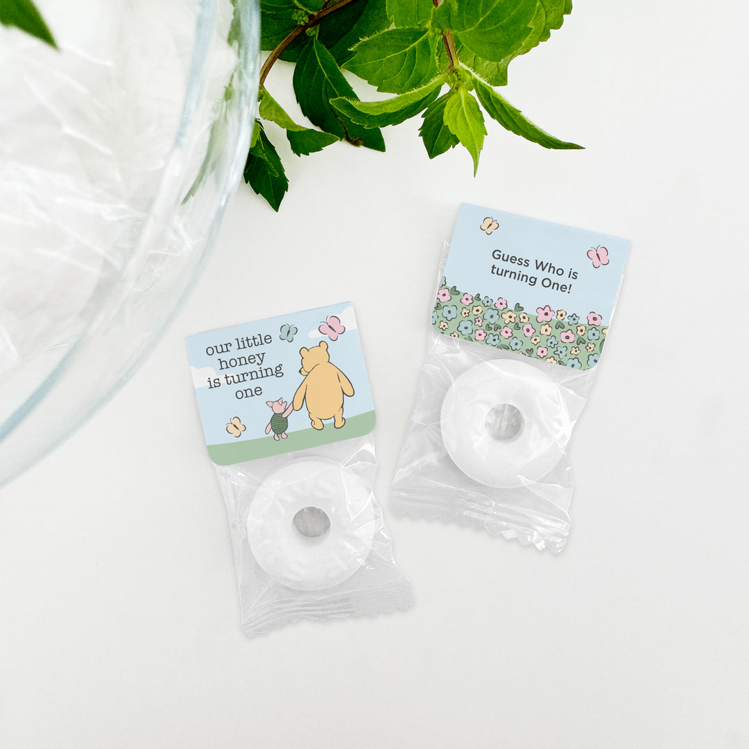 Our Little Honey is Turning One, Winnie the Pooh & Piglet Blue Skies Birthday, Life Saver Mint Favors