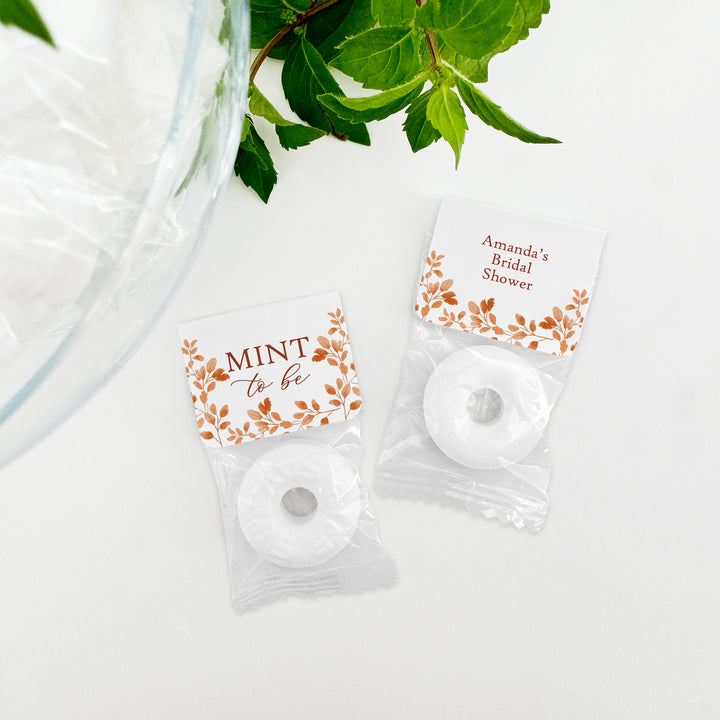 Mint to Be Wedding Favors, Wedding Favor Mints, Personalized Fall Favors, Autumn Leaves