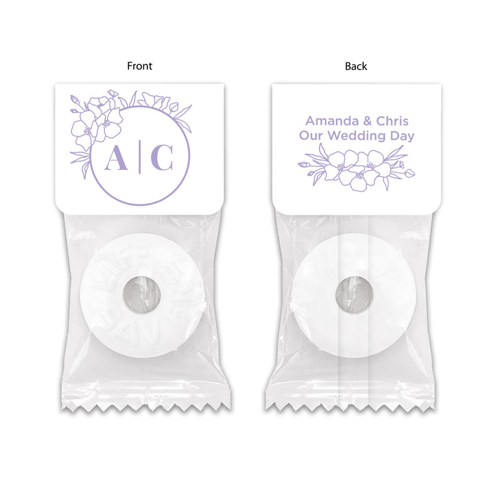 Wedding Favor Mints, Floral Line Drawing