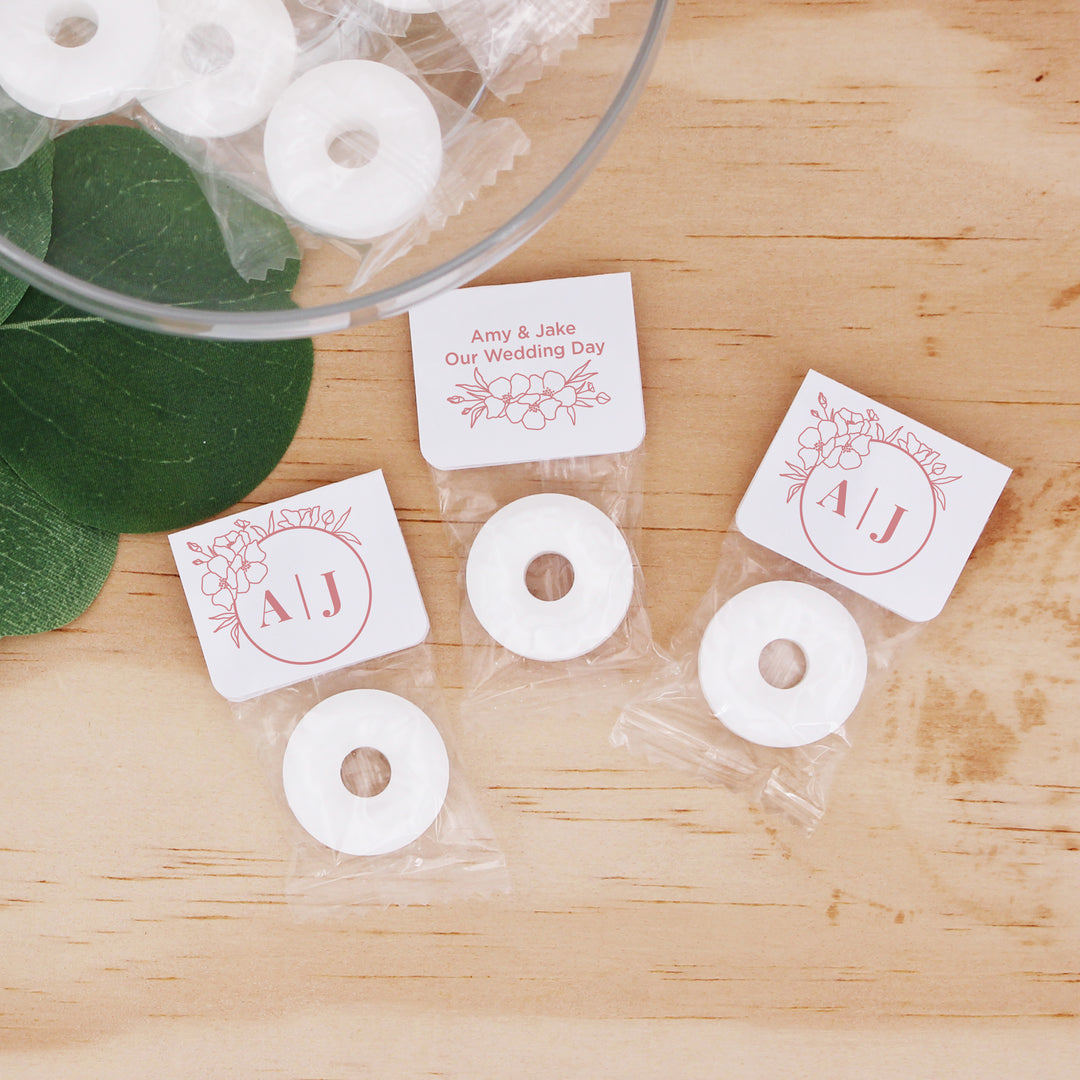 Wedding Favor Mints, Floral Line Drawing
