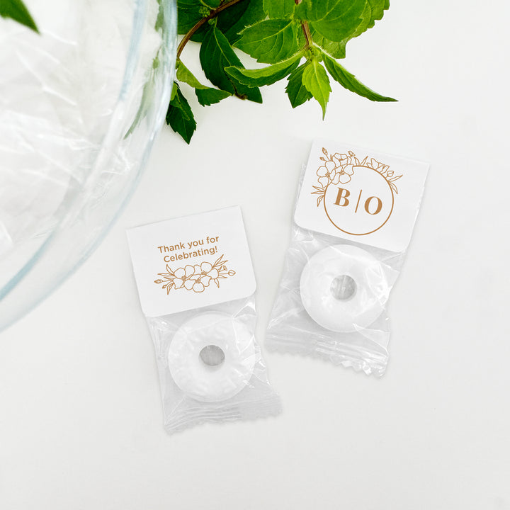 Wedding Favor Mints, Floral Line Drawing