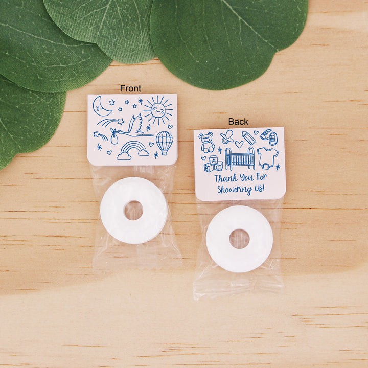 Baby Shower Favor Mints, Hand Drawn Baby Shower Icon Pattern Sketch