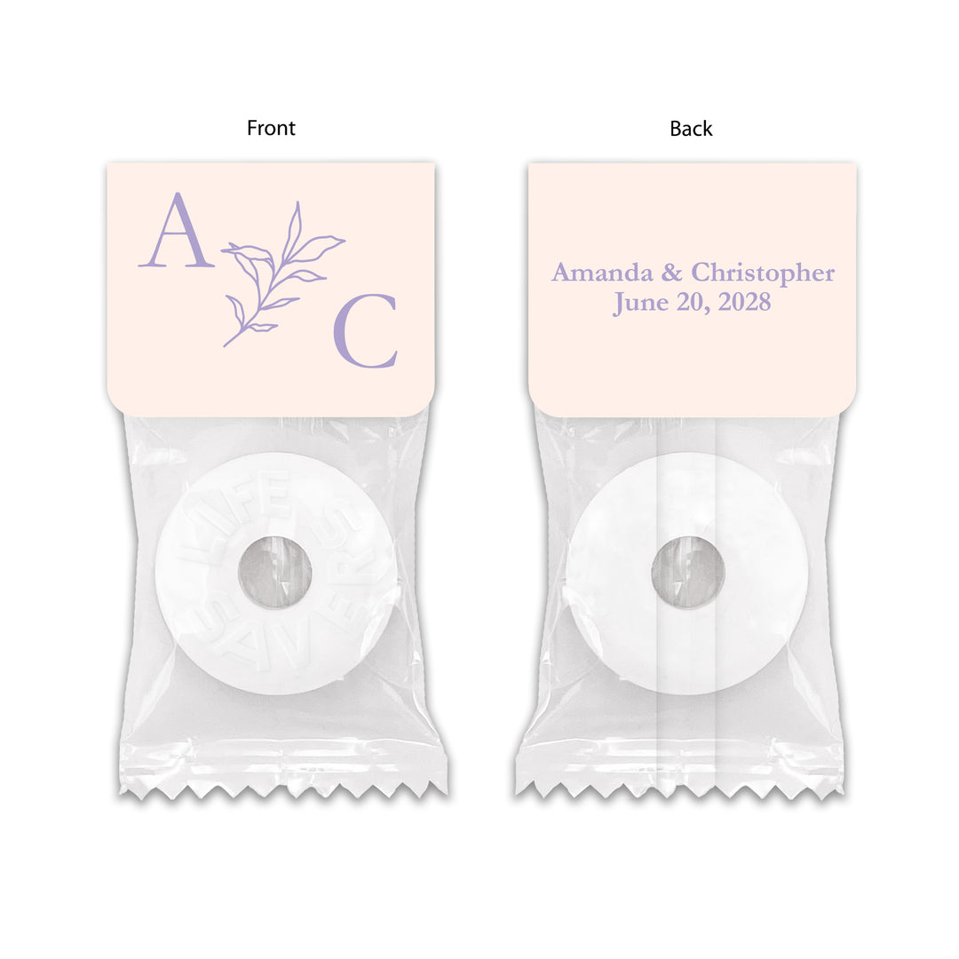 Wedding Favor Mints, Wedding Initials, Botanical Monogram
