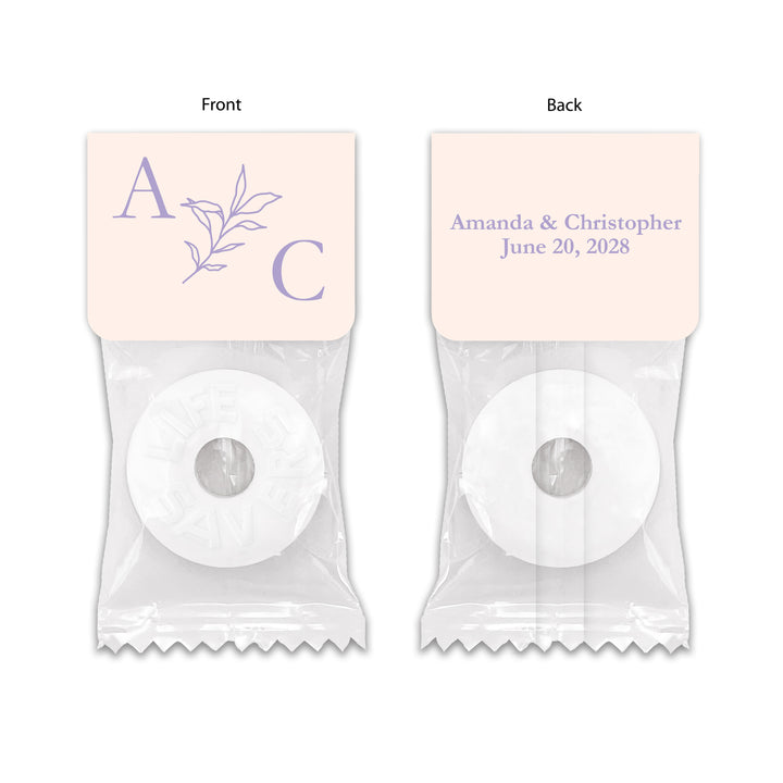 Wedding Favor Mints, Wedding Initials, Botanical Monogram