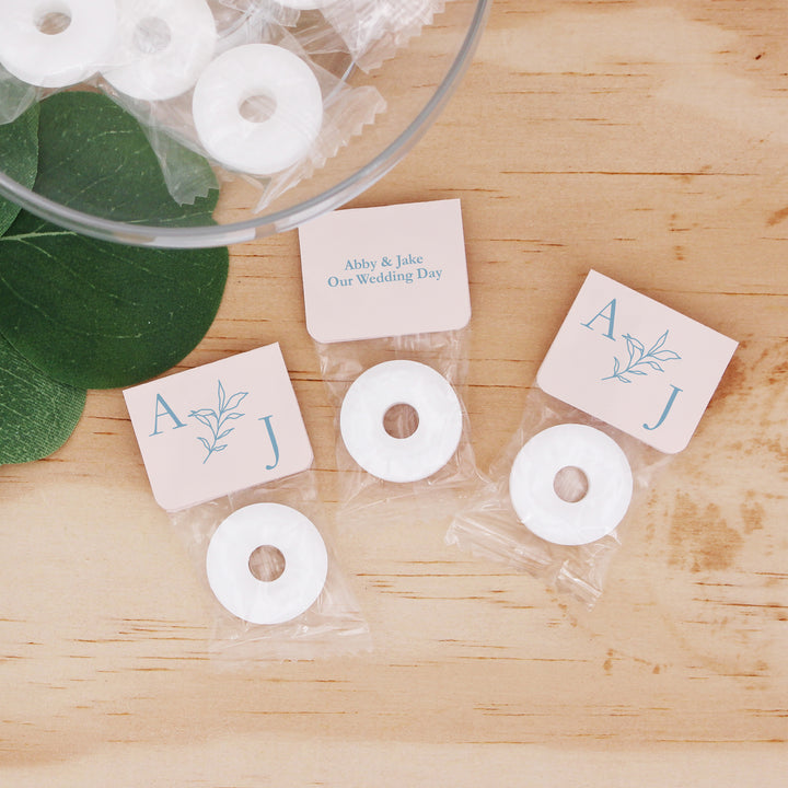 Wedding Favor Mints, Wedding Initials, Botanical Monogram