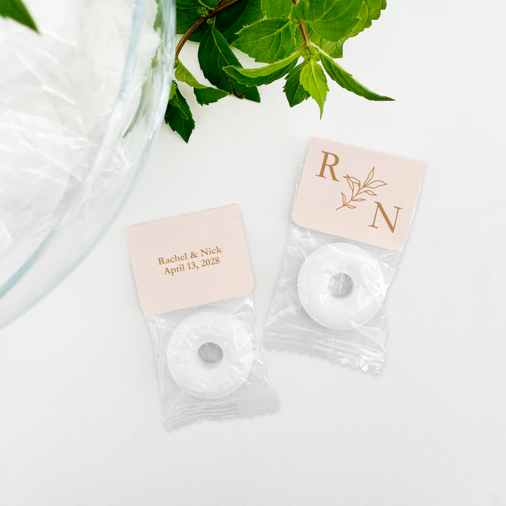 Wedding Favor Mints, Wedding Initials, Botanical Monogram