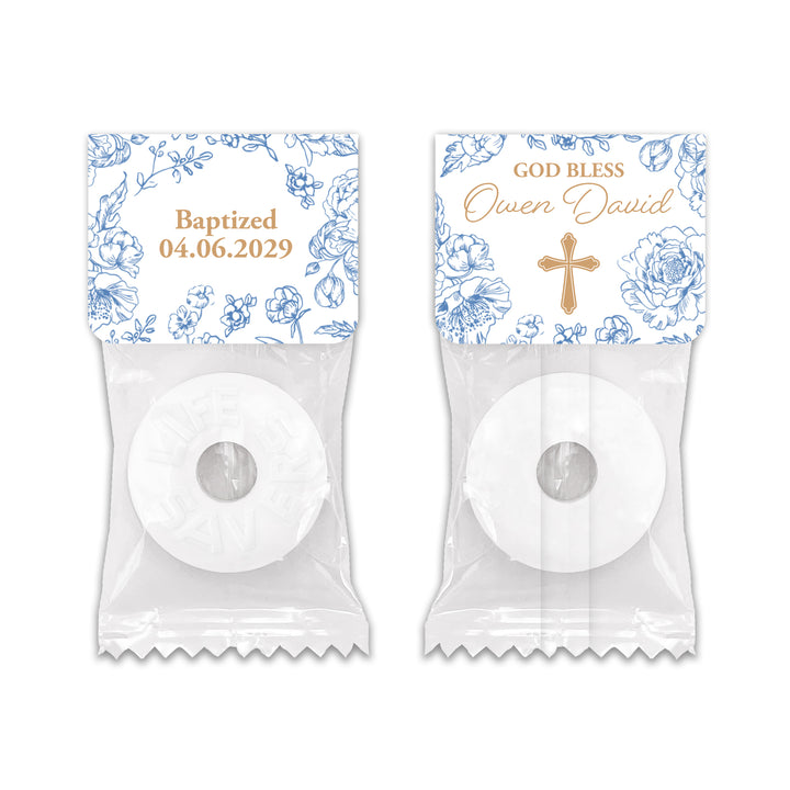 Mint to Be Baptism Favors, First Holy Communion Favors, Chinoiserie Toile Baptism Life Saver Mints
