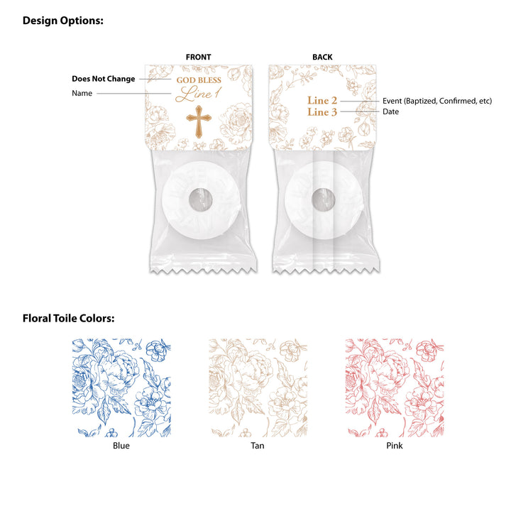 Mint to Be Baptism Favors, First Holy Communion Favors, Chinoiserie Toile Baptism Life Saver Mints