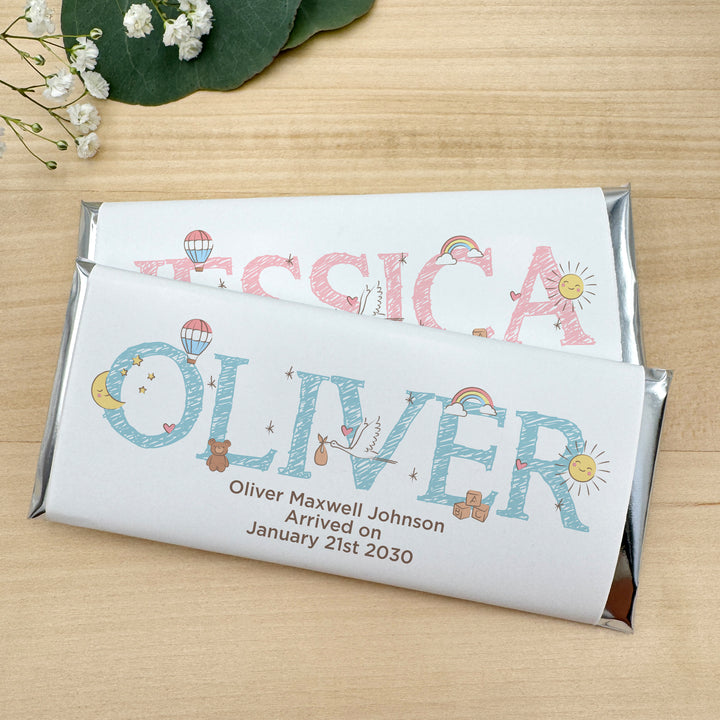 Personalized Hershey®’s Bars, Custom Chocolate Bar, Birth Announcement, Baby Name Doodles