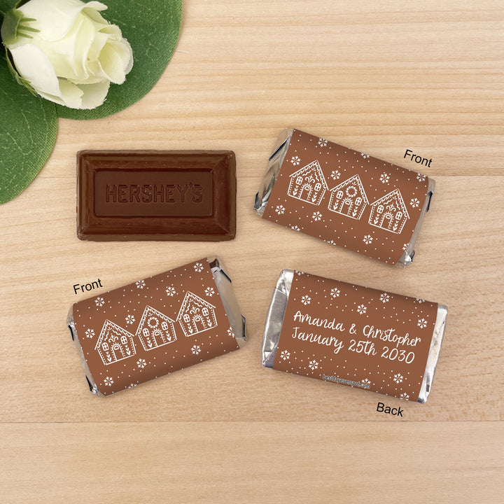 Assorted Hershey®’s Miniatures™, Gingerbread Christmas Miniature Chocolate Bars Personalized, Assorted Chocolate Minis or Wrappers Only, Gingerbread Houses