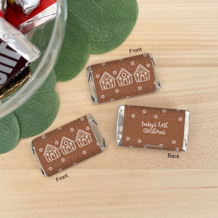 Assorted Hershey®’s Miniatures™, Gingerbread Christmas Miniature Chocolate Bars Personalized, Assorted Chocolate Minis or Wrappers Only, Gingerbread Houses