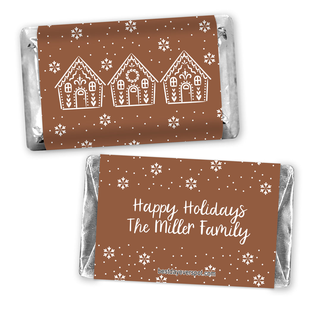 Assorted Hershey®’s Miniatures™, Gingerbread Christmas Miniature Chocolate Bars Personalized, Assorted Chocolate Minis or Wrappers Only, Gingerbread Houses