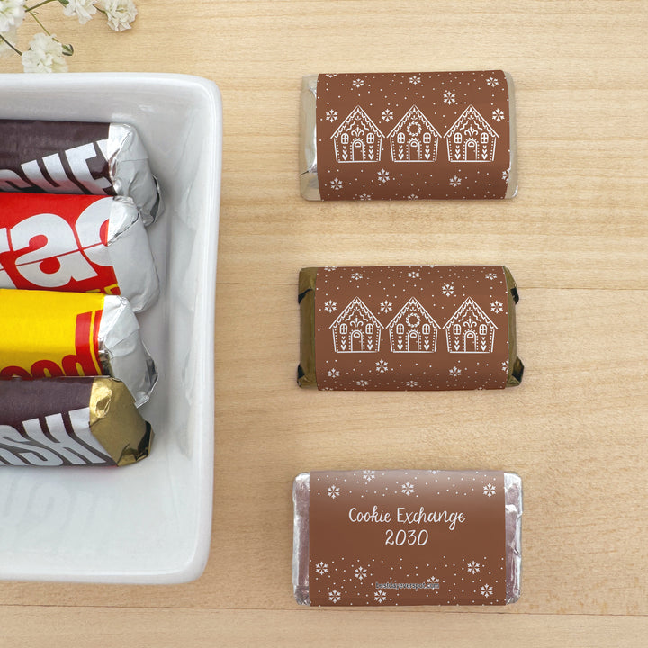 Assorted Hershey®’s Miniatures™, Gingerbread Christmas Miniature Chocolate Bars Personalized, Assorted Chocolate Minis or Wrappers Only, Gingerbread Houses