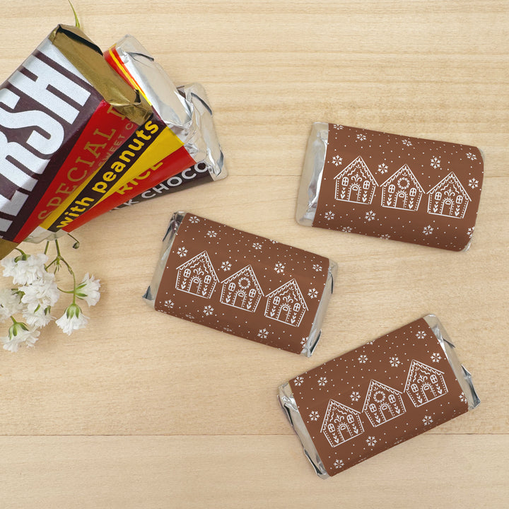 Assorted Hershey®’s Miniatures™, Gingerbread Christmas Miniature Chocolate Bars Personalized, Assorted Chocolate Minis or Wrappers Only, Gingerbread Houses