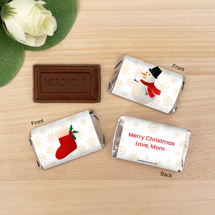 Assorted Hershey®’s Miniatures™, Christmas Mini Chocolate Bars Personalized, Assorted Chocolate Minis or Wrappers Only, Holiday Icons