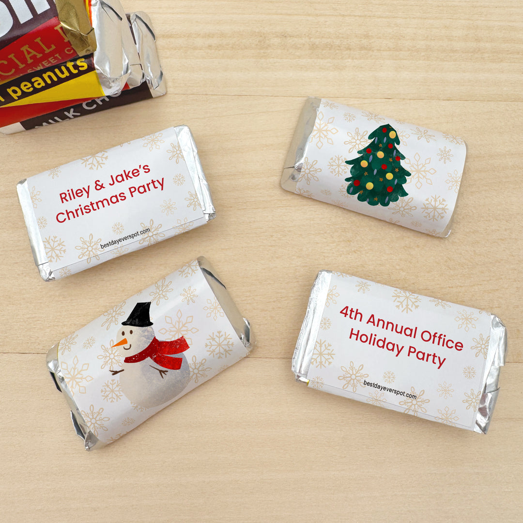 Assorted Hershey®’s Miniatures™, Christmas Mini Chocolate Bars Personalized, Assorted Chocolate Minis or Wrappers Only, Holiday Icons