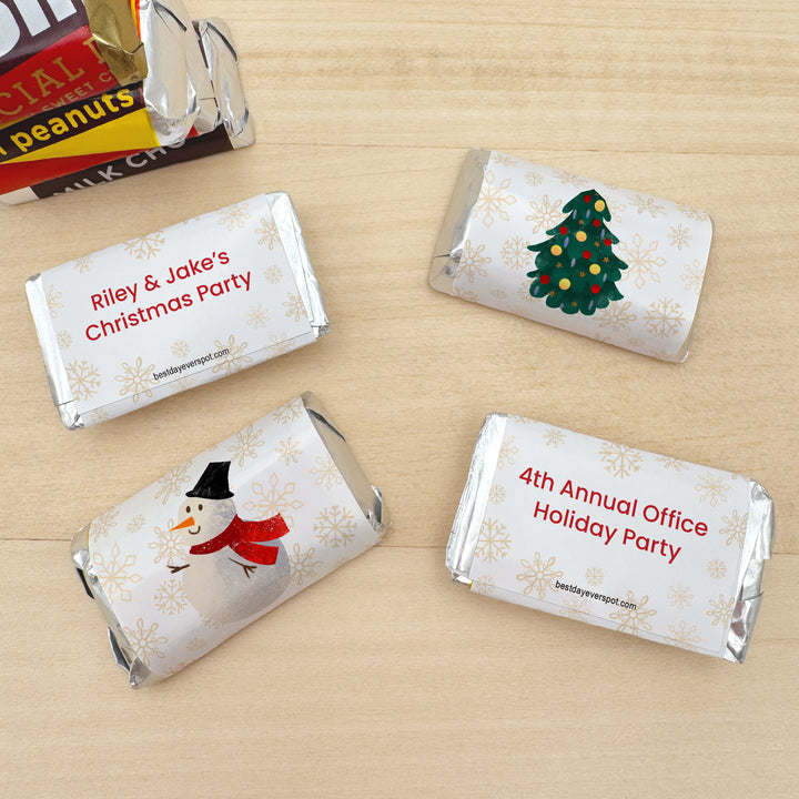 Assorted Hershey®’s Miniatures™, Christmas Mini Chocolate Bars Personalized, Assorted Chocolate Minis or Wrappers Only, Holiday Icons