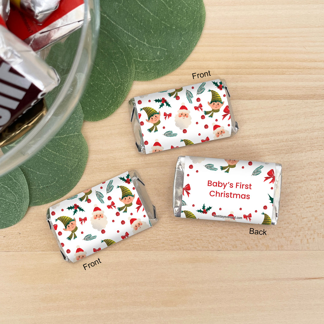 Assorted Hershey®’s Miniatures™, Christmas Mini Chocolate Bars Personalized, Assorted Chocolate Minis or Wrappers Only, Holiday Icon Pattern