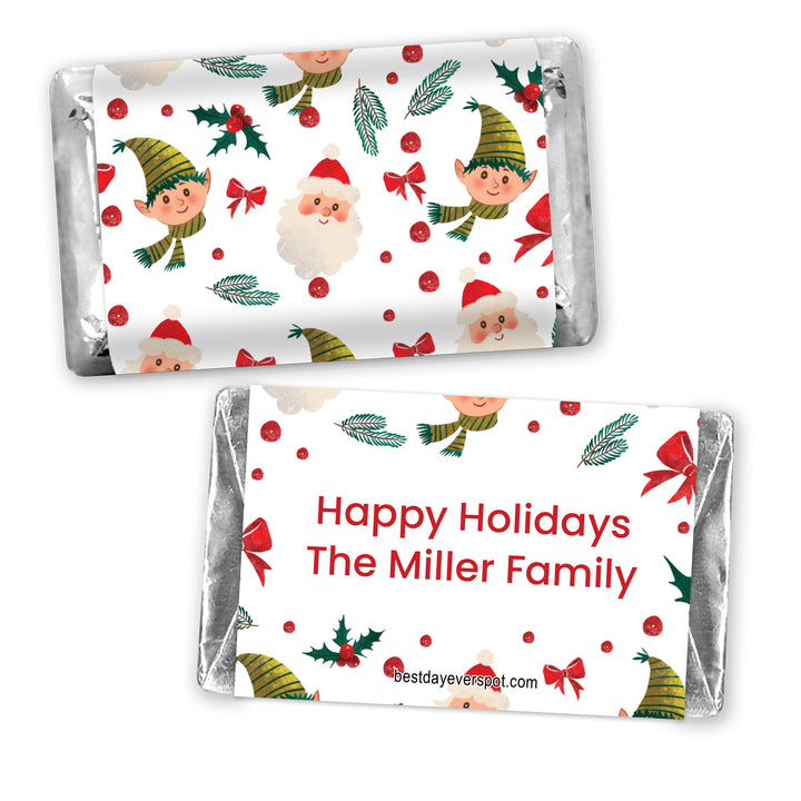 Assorted Hershey®’s Miniatures™, Christmas Mini Chocolate Bars Personalized, Assorted Chocolate Minis or Wrappers Only, Holiday Icon Pattern