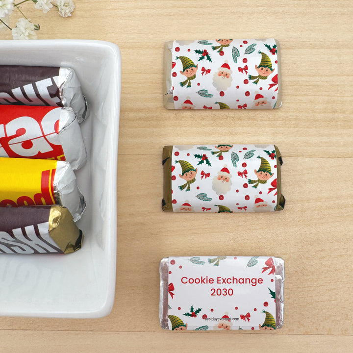 Assorted Hershey®’s Miniatures™, Christmas Mini Chocolate Bars Personalized, Assorted Chocolate Minis or Wrappers Only, Holiday Icon Pattern