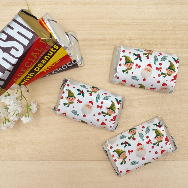 Assorted Hershey®’s Miniatures™, Christmas Mini Chocolate Bars Personalized, Assorted Chocolate Minis or Wrappers Only, Holiday Icon Pattern