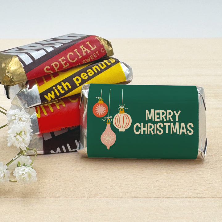 Assorted Hershey®’s Miniatures™, Christmas Mini Chocolate Bars Personalized, Mid-Century Christmas Chocolates