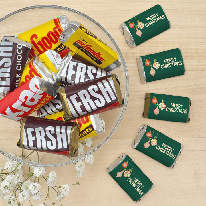 Assorted Hershey®’s Miniatures™, Christmas Mini Chocolate Bars Personalized, Mid-Century Christmas Chocolates