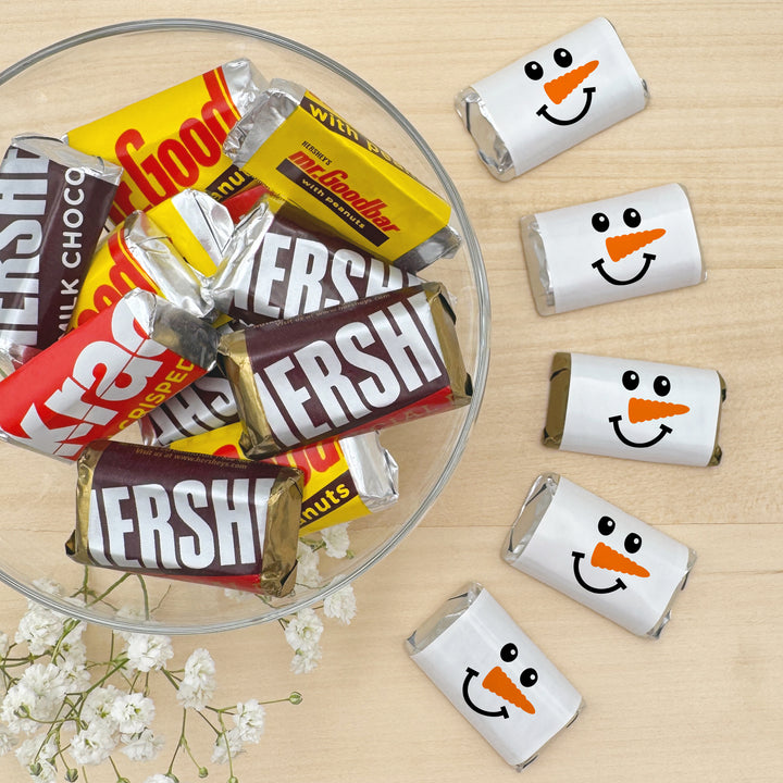 Assorted Hershey®’s Miniatures™, Snowman Miniature Chocolate Bars Personalized, Assorted Chocolate Minis or Wrappers Only, Snowman