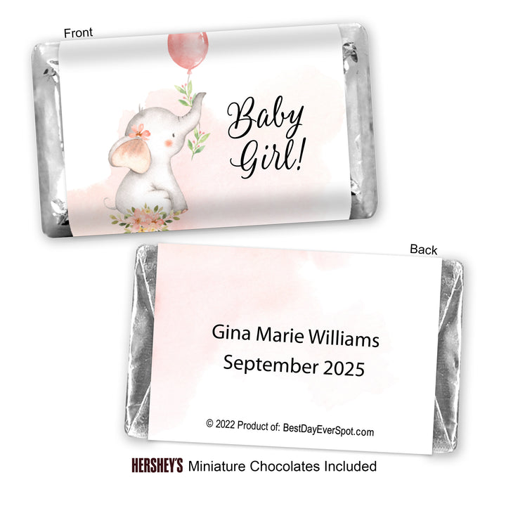 Pink Elephant Baby Shower, Hershey Miniatures, Baby Shower Favors, A Little Peanut is on the Way
