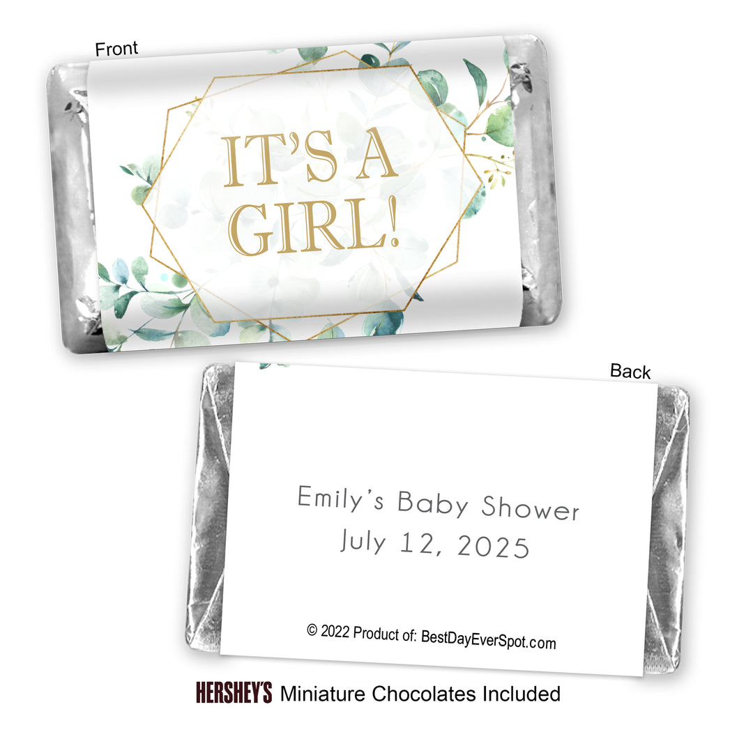 Eucalyptus Themed Baby Shower, Hershey Miniatures, Baby Shower Favors