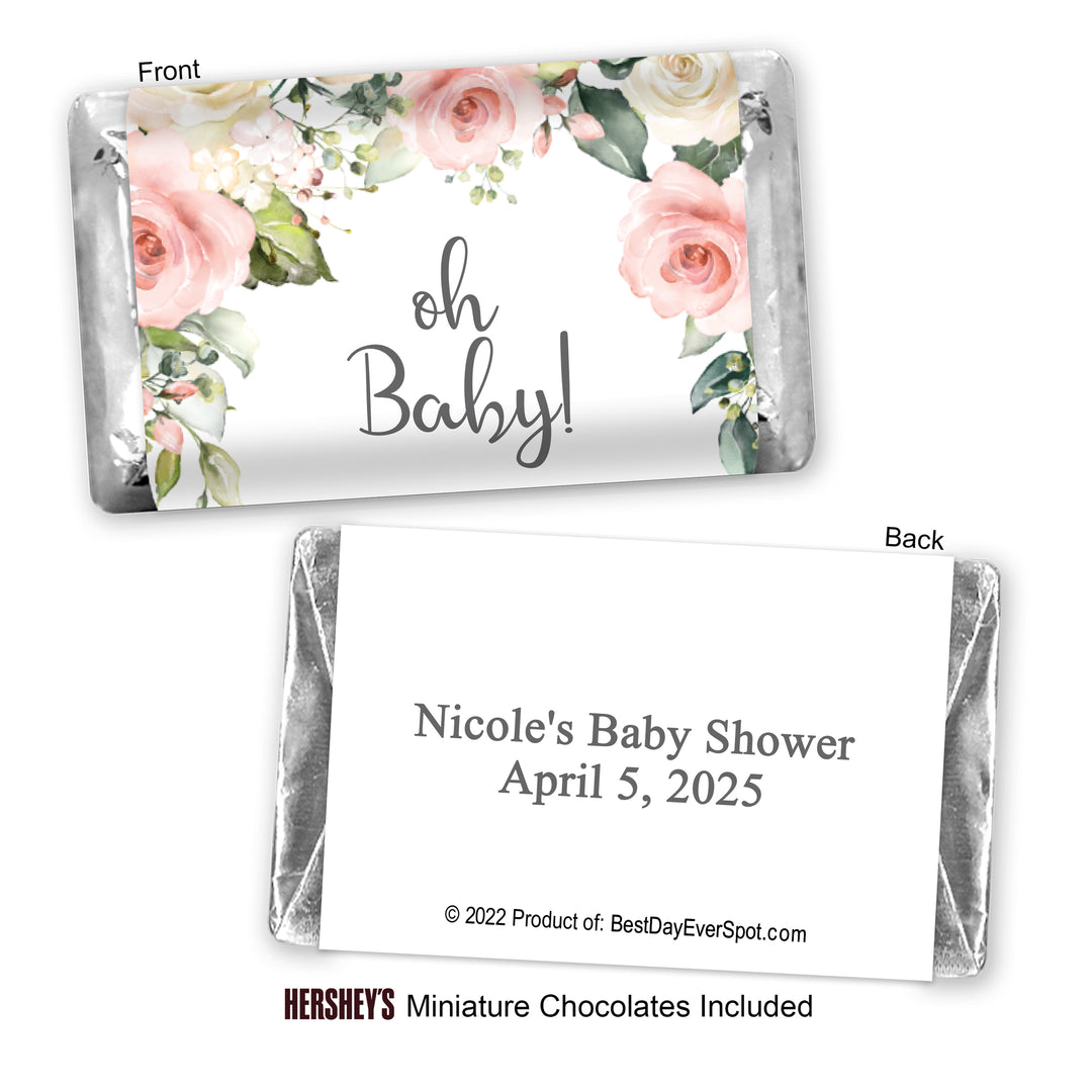 Pink and White Themed Baby Shower, Hershey Miniatures, Baby Shower Favors