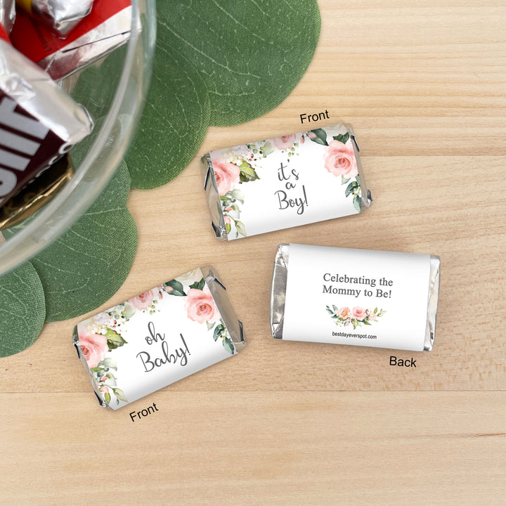 Pink and White Themed Baby Shower, Hershey Miniatures, Baby Shower Favors